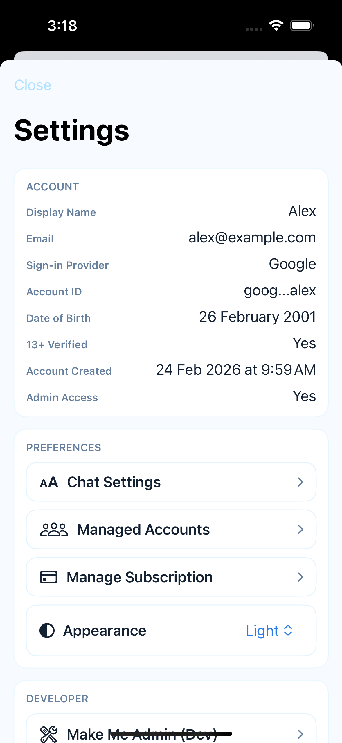 Rainbow Fields settings screenshot